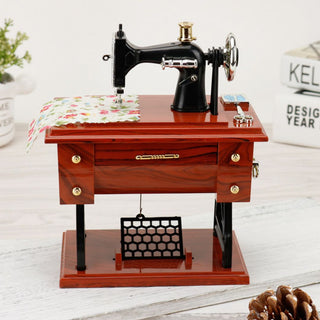 Miniature Sewing Machine Music Box | Retro Clockwork Music Box Ornament