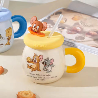 Tom And Jerry Ceramic Mug With Straw
