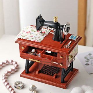 Miniature Sewing Machine Music Box | Retro Clockwork Music Box Ornament