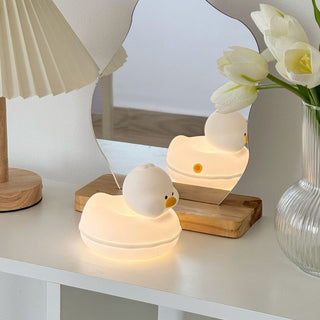 Swimming Ring Duck LED Night Light – Squeeze Silicone Tap Lamp