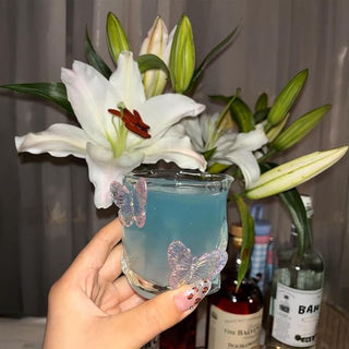 Aesthetic Butterfly Glass Cup – 3D Butterfly Embellished Drinking Glass