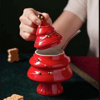 3D Tree Mug with Glass Straw | Classic Christmas Tree Gifts