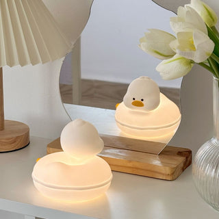 Swimming Ring Duck LED Night Light – Squeeze Silicone Tap Lamp