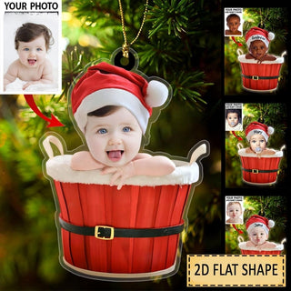 Santa Baby Tub Ornament | Customized Photo Acrylic Ornament for Tree