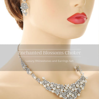 Enchanted Blossoms Choker | Rhinestones and Pearl Choker Set