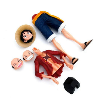 Multi-Face Luffy Figurine | Moody Luffy Action Figure with Three Faces