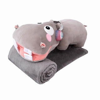 Hippo Plush Pillow with Blanket | Cute Collectibles for Kids