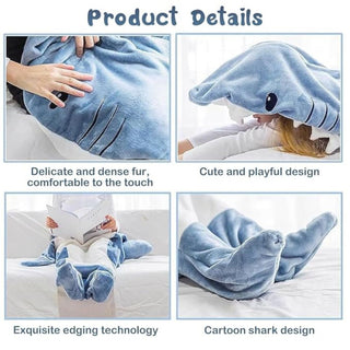 Wearable Shark Blanket – Ultra Soft Flannel Hoodie Onesie for Adults 