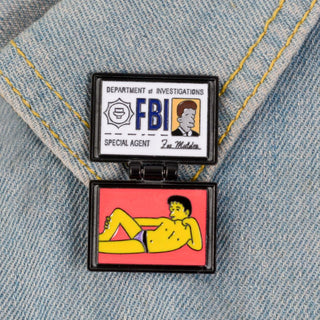 Quirky FBI Agent Brooch | Funny Lapel Pin