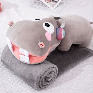 Hippo Plush Pillow with Blanket | Cute Collectibles for Kids