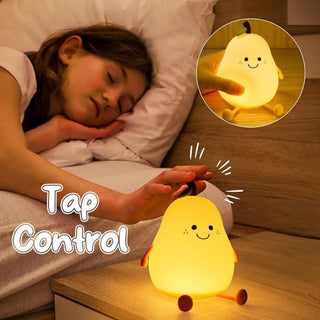 Cute Pear Silicone LED Night Light | Tap Control Nursery Lamp