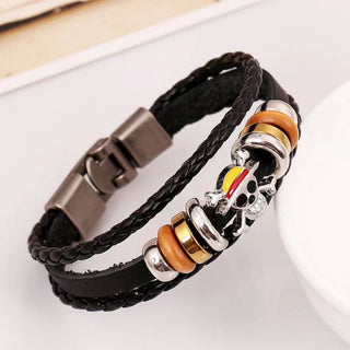 One-Piece Pirates Bracelet | Multi-Layer Leather Bracelet with Metal Charm