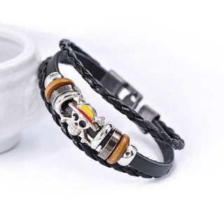 One-Piece Pirates Bracelet | Multi-Layer Leather Bracelet with Metal Charm