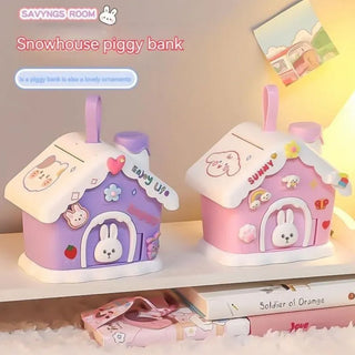 Snow House Money Bank | Cute Coin Bank With Key