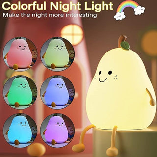 Cute Pear Silicone LED Night Light | Tap Control Nursery Lamp