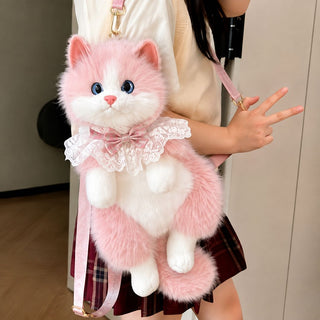 Fluffy Cat Plush Sling Bag | Cute Kitty Backpack