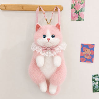 Fluffy Cat Plush Sling Bag | Cute Kitty Backpack