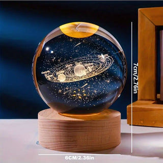 Illuminated Milky Way Crystal Lamp with Planets Name