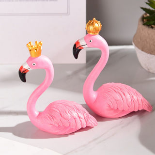 Royal Flamingo Decorative Showpiece – Pink Flamingo with Golden Crown