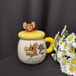 Tom And Jerry Ceramic Mug With Straw