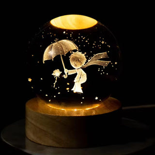 Pretty Kid with Umbrella Crystal Ball Night Light