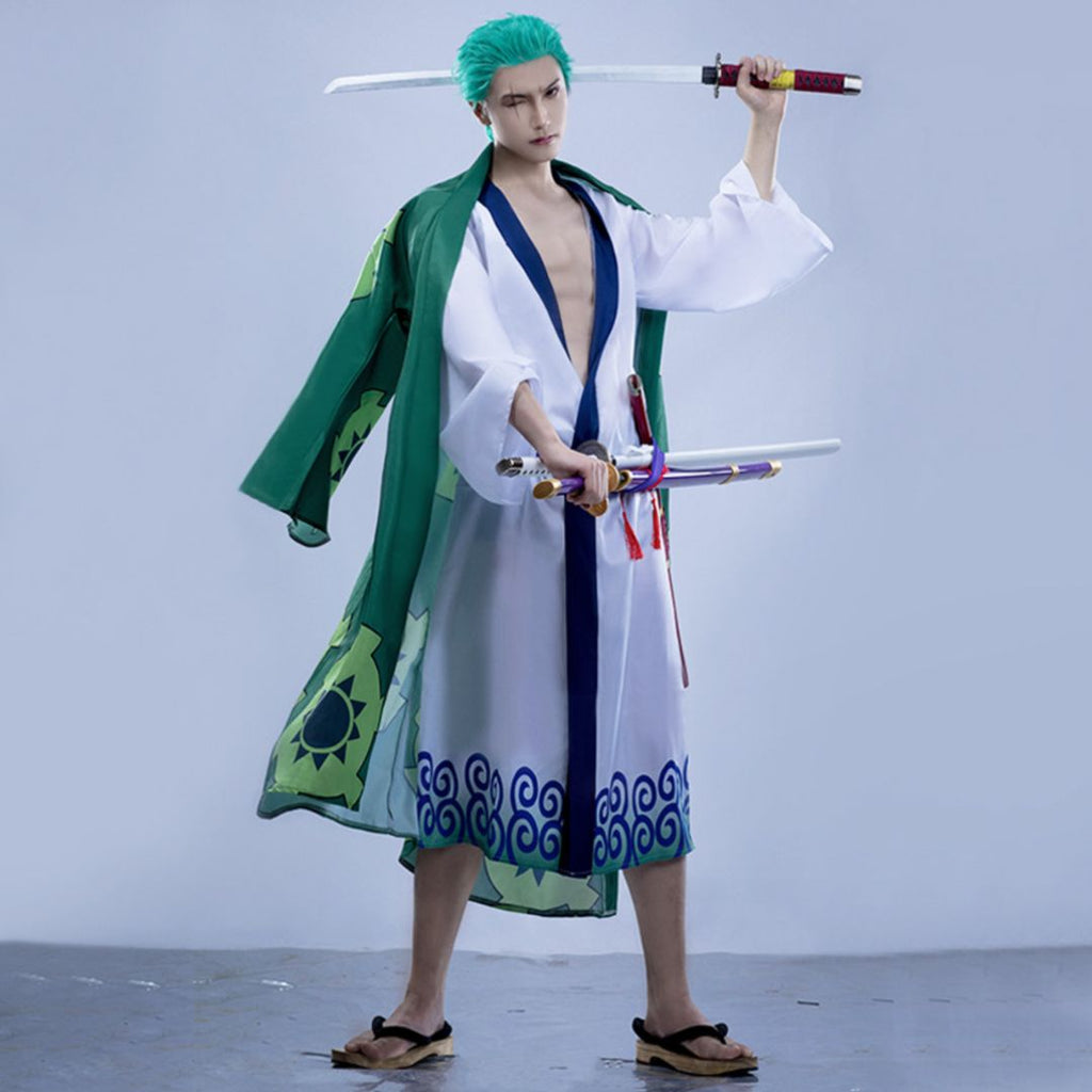 Roronoa Zoro Cosplay Costume | Anime Cloak Wano Country Kimono – Geekmonkey