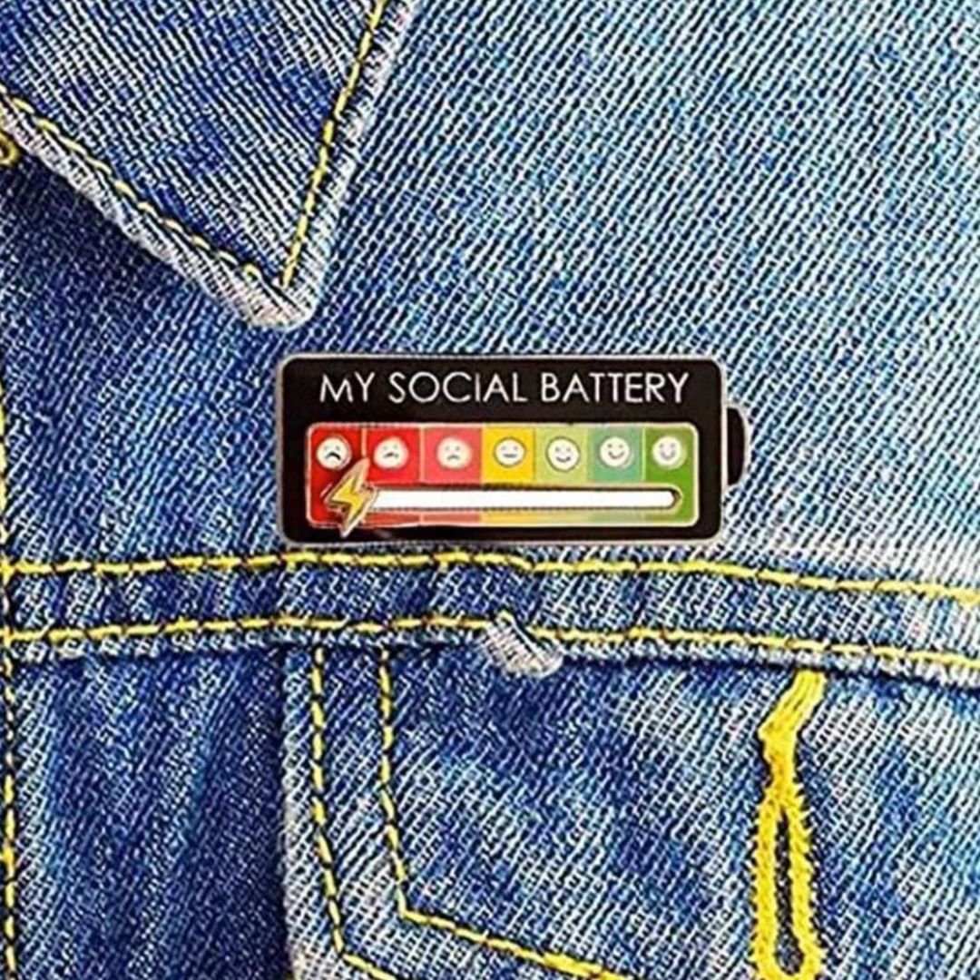 Social Battery Enamel Pin  Aesthetic Mood Brooch for Introverts
