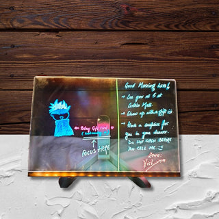 3D Acrylic LED Message Board | Acrylic Dry Erase Board with Light [Free Pens]