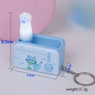 Cat Paw Pop Out Keyring - blue color paw folded