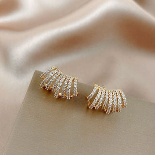 Crystal Fan Stud Earrings
