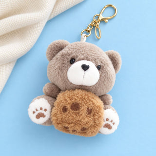 Cute Brown Teddy Bear with Cookie Plush Keychain 