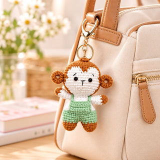 Cute Crochet Monkey Keychain 