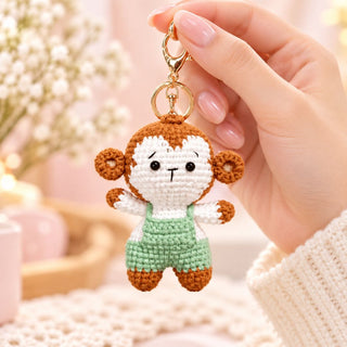 Cute Crochet Monkey Keychain 