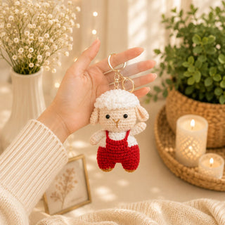 Cute Lamb Crochet Keychain