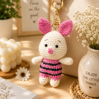 Cute Piglet Crochet Keychain 