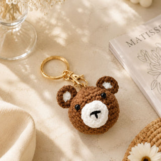 Cute Teddy Bear Crochet Keychain