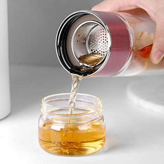 Double Wall Glass Tea Infuser Bottle With Stainless Steel Strainer