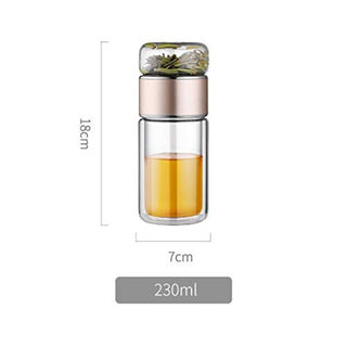 Double Wall Glass Tea Infuser Bottle With Stainless Steel Strainer