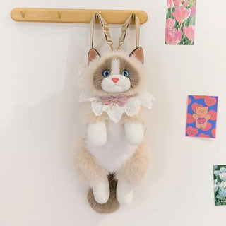 Fluffy Cat Plush Sling Bag