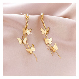 Gold Butterfly Drop Earrings 
