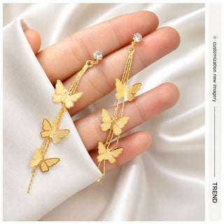 Gold Butterfly Drop Earrings 