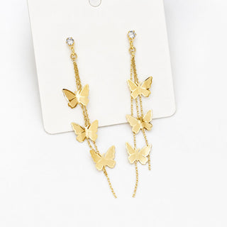 Gold Butterfly Drop Earrings 