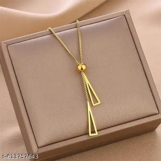 Gold Geometric Lariat Necklace 