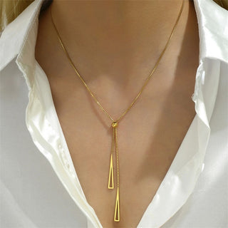 Gold Geometric Lariat Necklace 