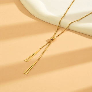 Gold Geometric Lariat Necklace 
