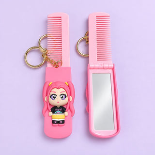 K-Pop Girl Comb &amp; Mirror Keychain