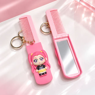 K-Pop Girl Comb &amp; Mirror Keychain