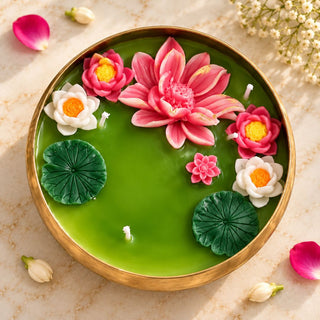Lotus Pond Urli Candle - 5 inch Urli