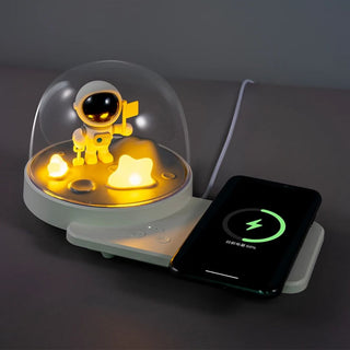 Triple Astro Fun | Astronaut 3-in-1 Wireless Charger, Night Light Lamp, and Bluetooth Speaker