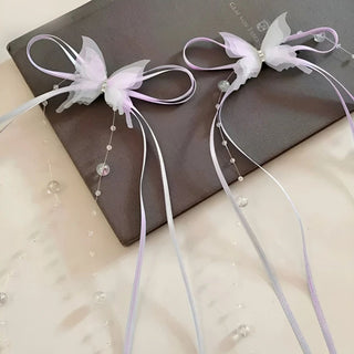 Pastel Butterfly Ribbon Hair Clips